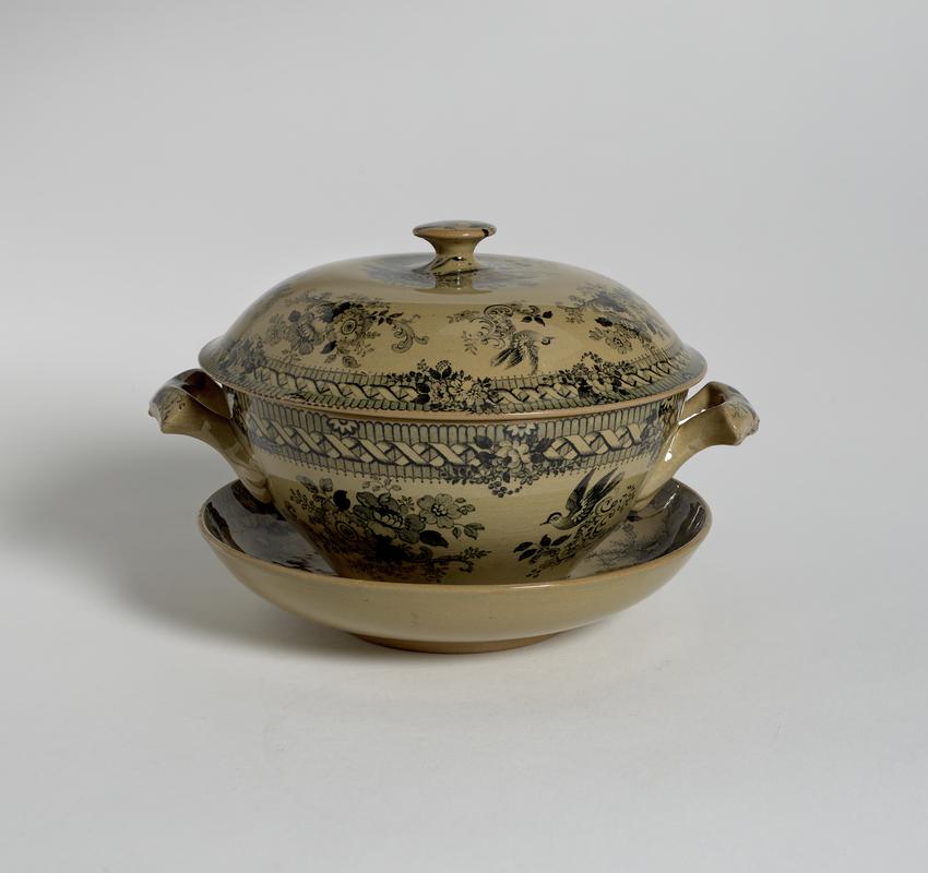 broth bowl, cover &amp; stand, c1830-1838