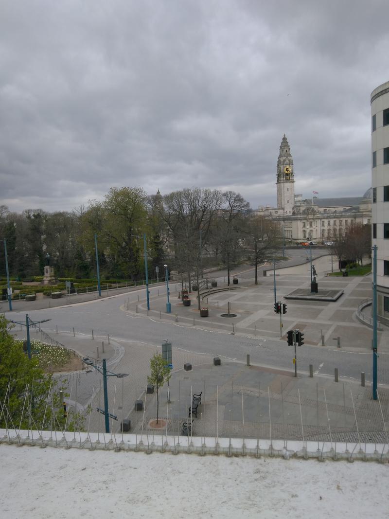Cardiff civic centre during lockdown.