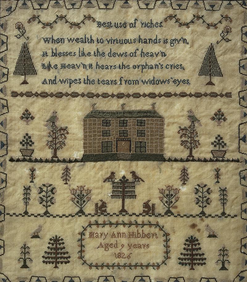 Sampler (verse &amp; motifs), made in Glamorgan, 1826