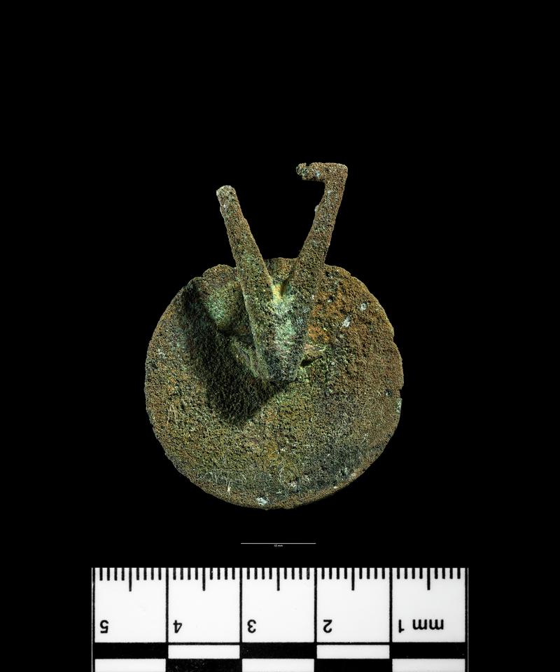 Roman copper alloy button and loop fastener