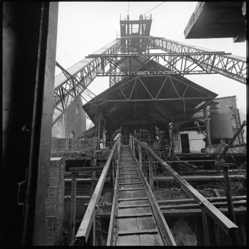 Black and white film negative showing the headgear, Lewis Merthyr Colliery.  &#039;Lewis Merthyr&#039; is transcribed from original negative bag.  Appears to be identical to 2009.3/1475.