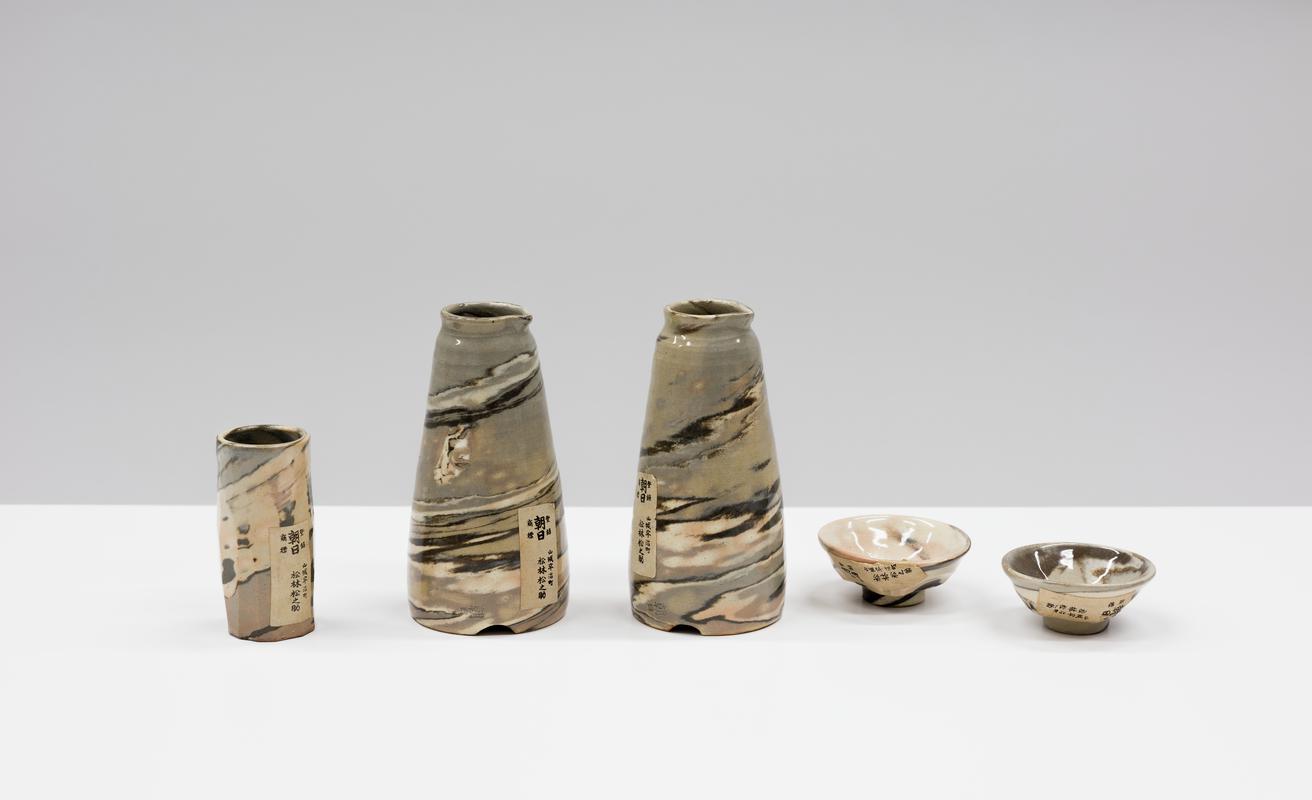 2 x jug, 2 x bowl and vase. Group shot. 1920-1924