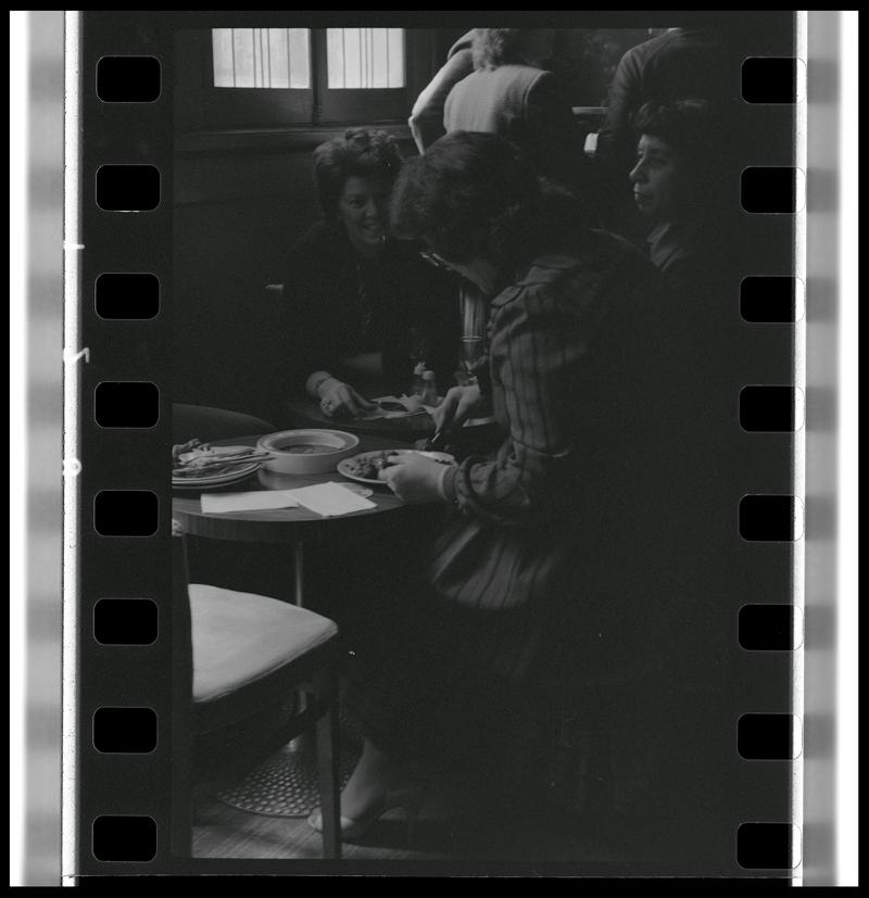 People eating lunch at the Dowlais Pub.