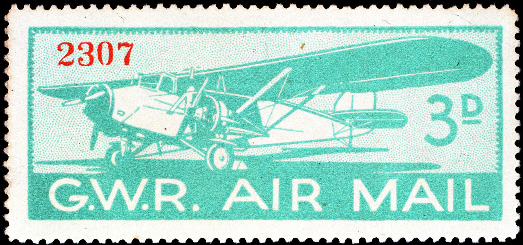 G.W.R.  Air Mail 3d. postage stamp