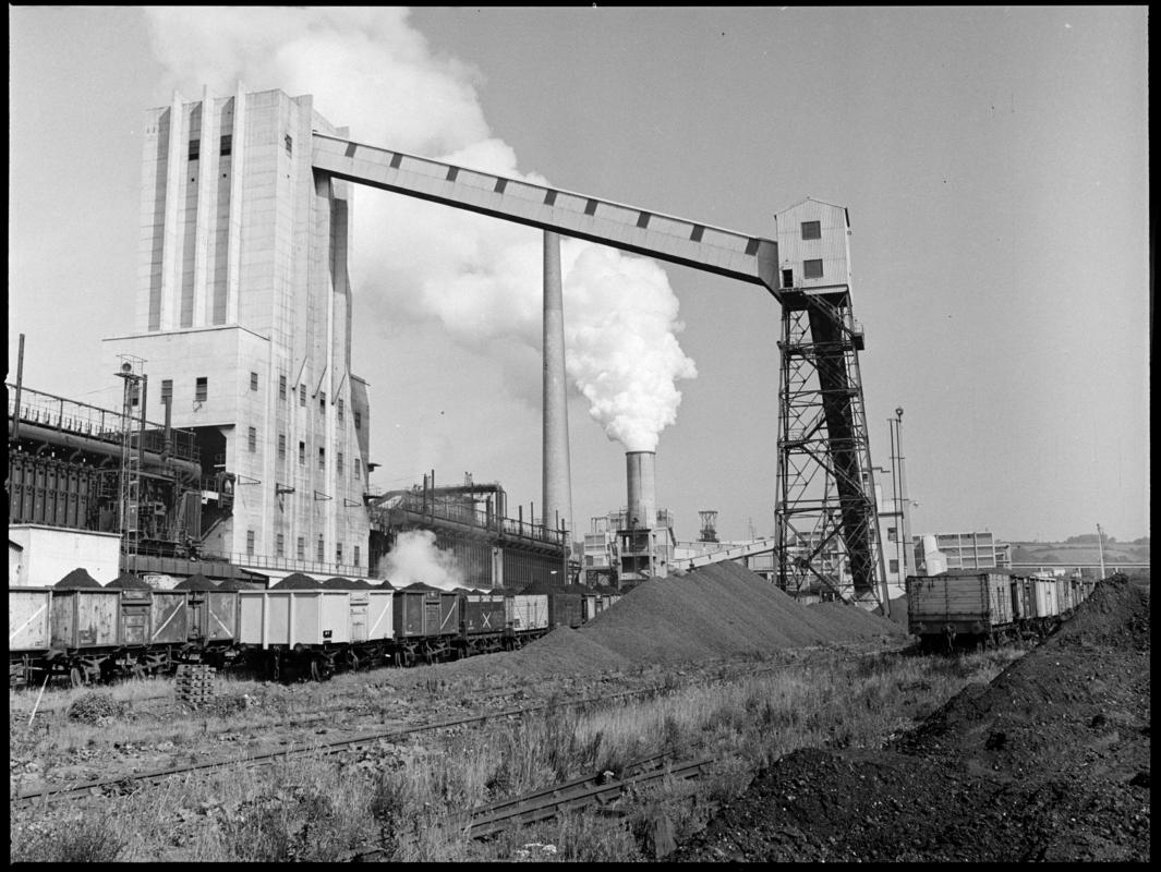 Black and white film negative showing a surface view of Hafodyrynys Colliery.