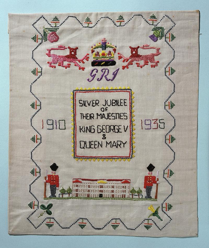 Welsh Embroidery Sampler celebrating Silver Jubilee, 1935