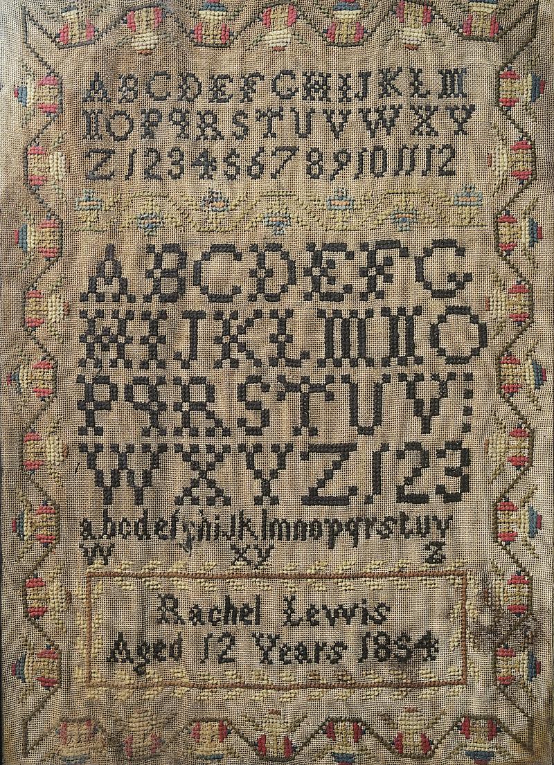 Sampler (alphabet), made in Pontypridd, 1854