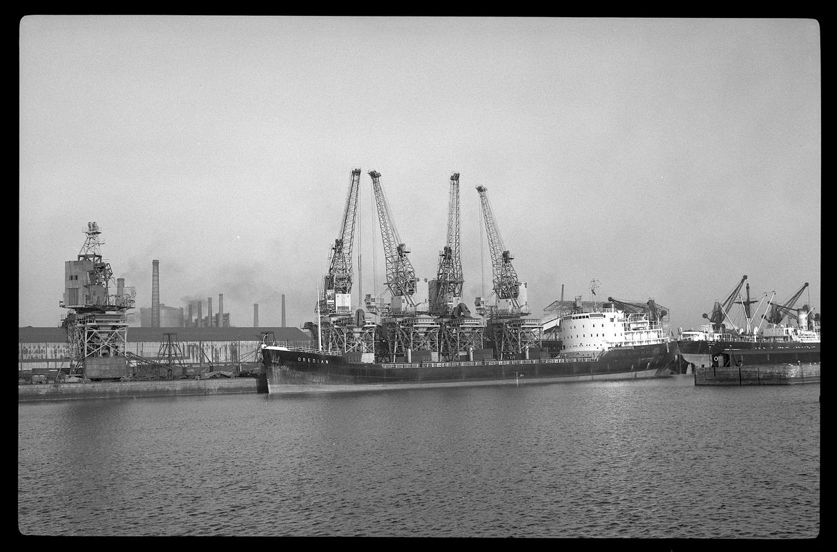 Port broadside view of M.V. OREDIAN at Cardiff Docks.