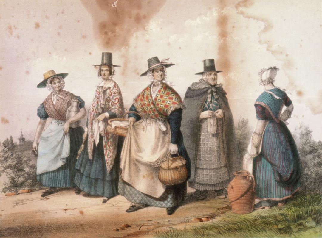 Lithograph of &#039;Welsh Costumes&#039;, 1848