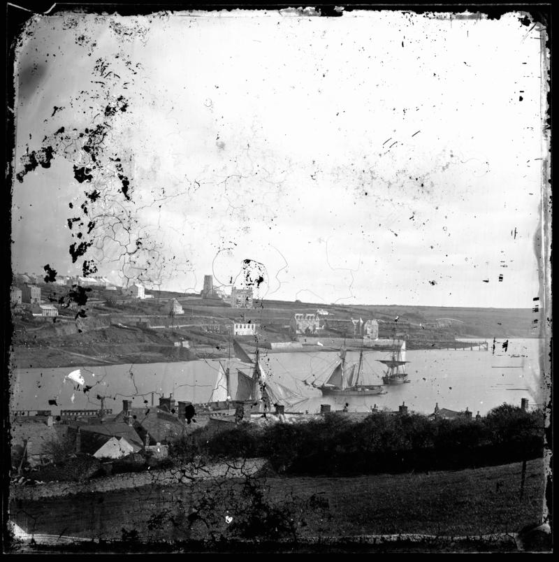 Two schooners and a brigantine at entrance to Milford Haven, c.1880&#039;s