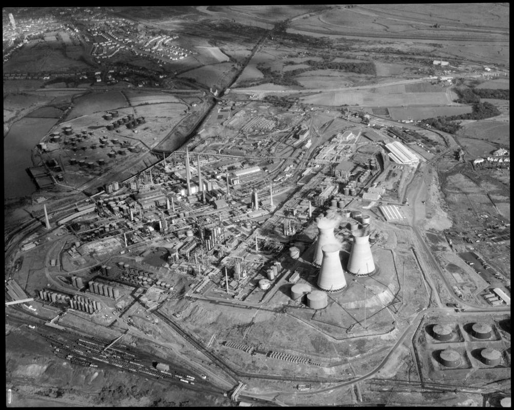 Aerial view of Llandarcy oil refinery.