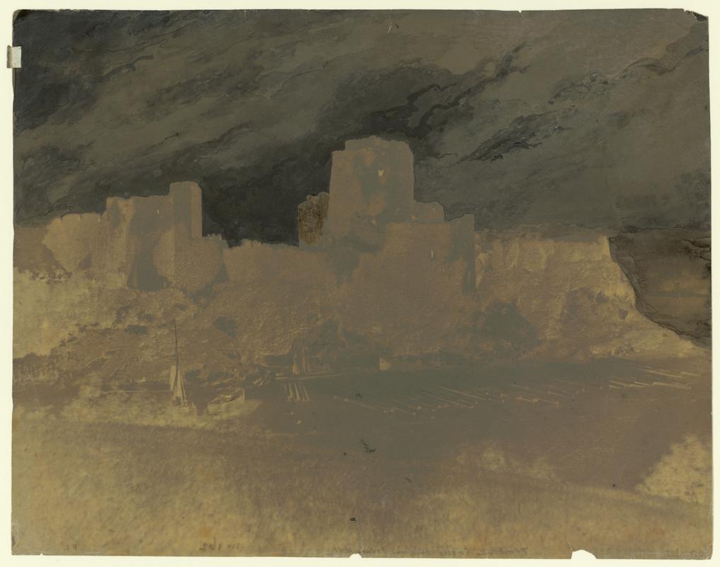 Wax paper calotype negative. Pembroke Castle from the Priory Hill