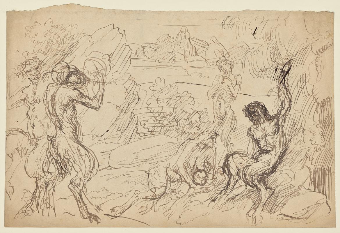 Five Satyrs in a Woodland Setting