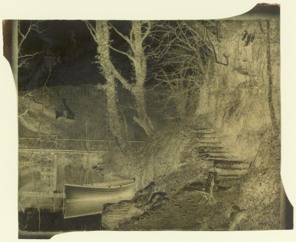 Penllergare, river above upper lake, negative