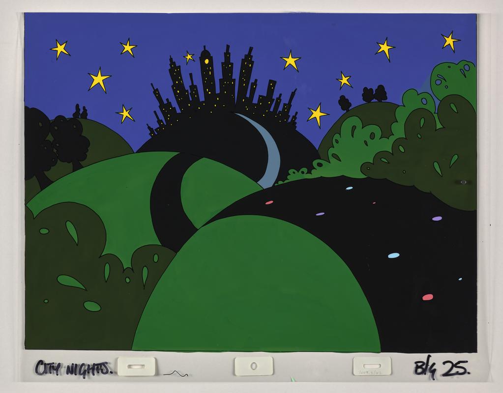 Funny Bones background animation production artwork from episode &#039;City Nights&#039;.