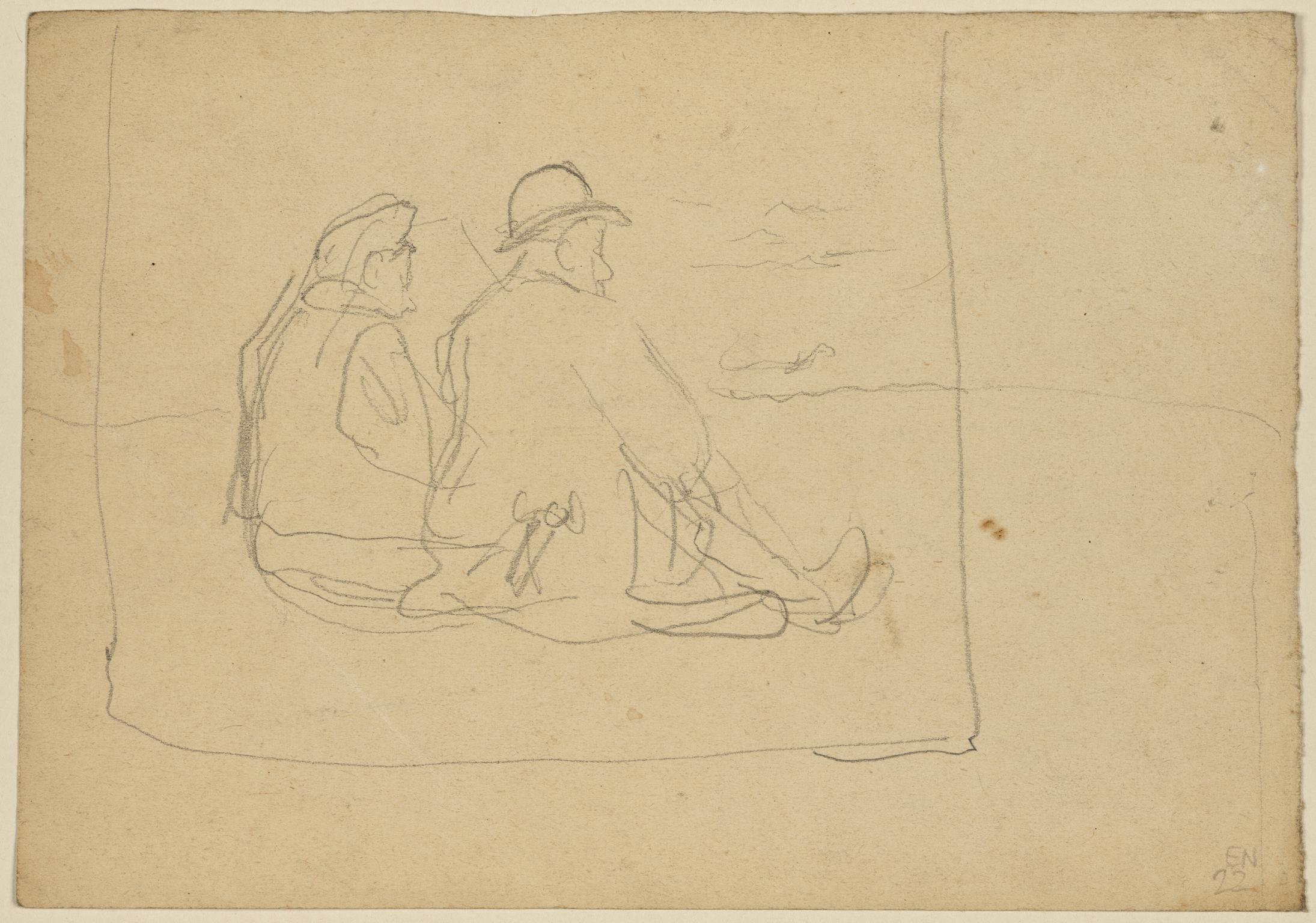 Man and woman seated on the ground