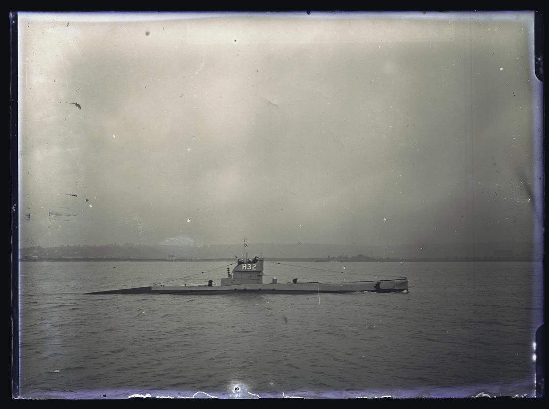 Starboard Broadside view of H32 (Submarine), c.1937.