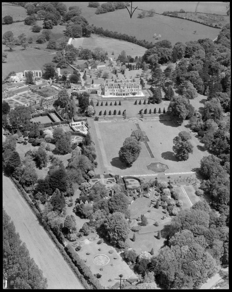 Aerial view of Dyffryn House and gardens.
