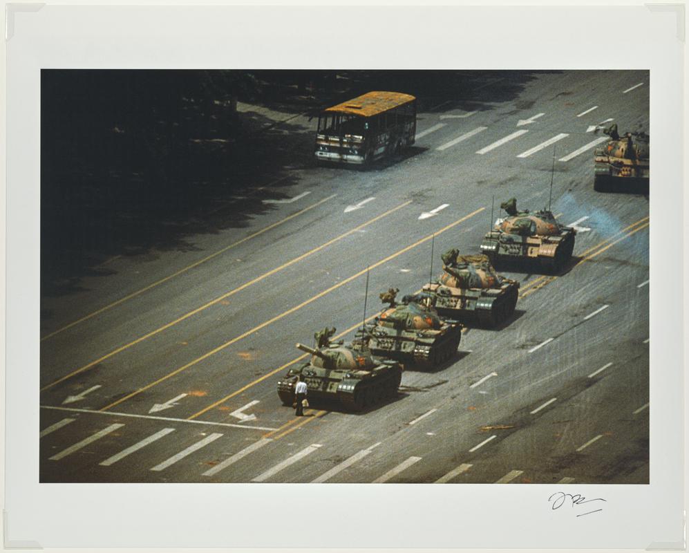 Tien An Men Square. &#039;The Tank Man&#039; stopping the column of T59 tanks. Beijing, China