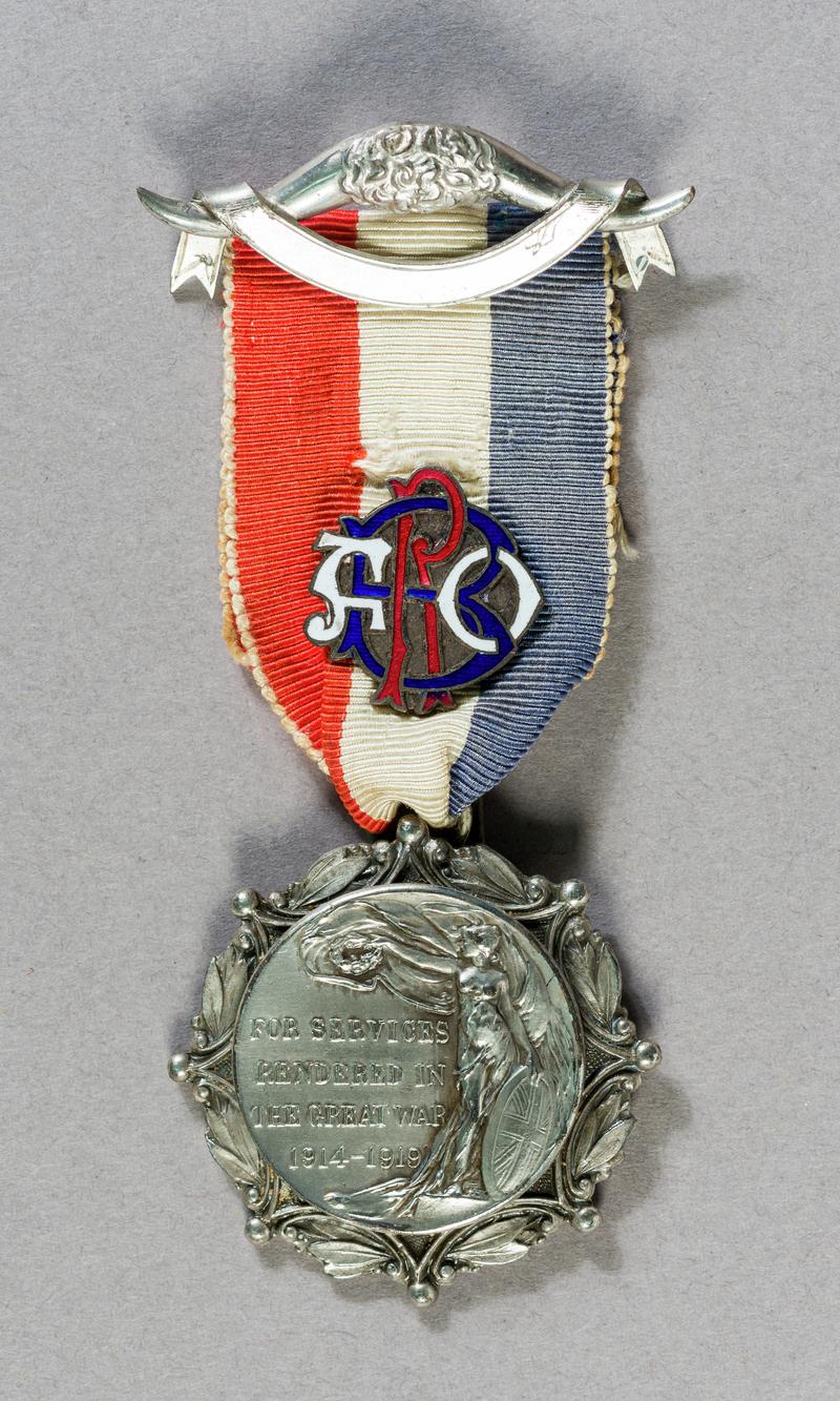 Medal awarded to E. Garner by the Royal Antediluvian Order of Buffaloes. Inscribed &#039;For Services Rendered in the Great War 1914 - 1919 / Presented to Bro. E. Garner by his brother members 1919.&#039;. Obverse.