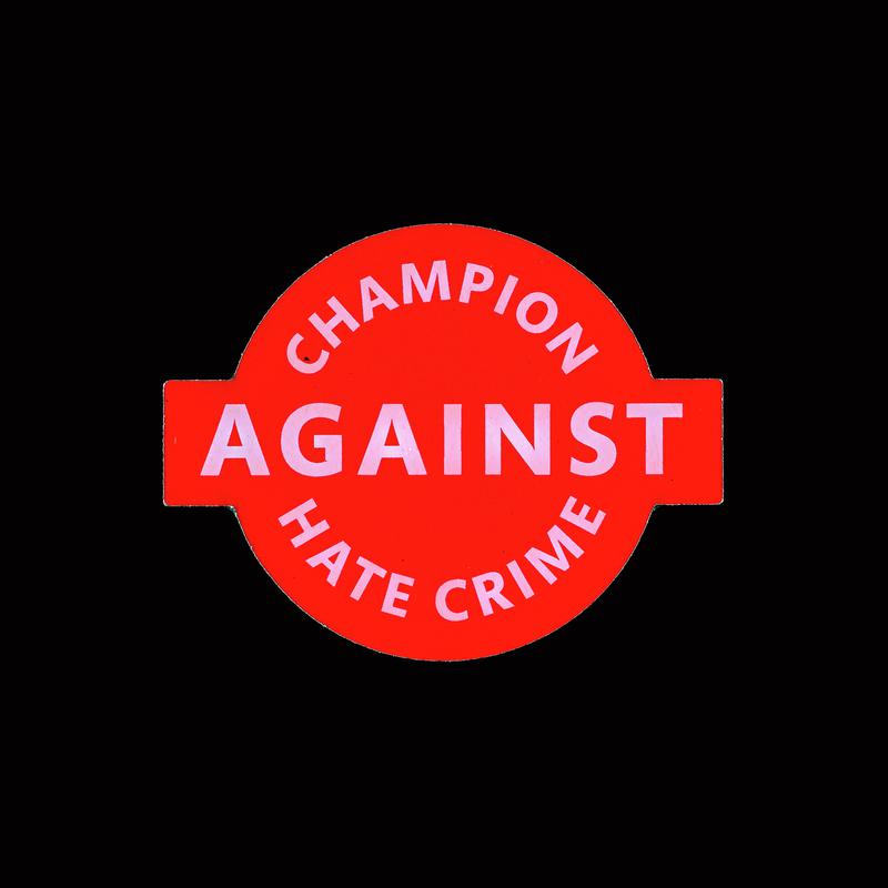 &#039;Champion Against Hate Crime&#039; badge collected at a Hate Crime Workshop that focused on Gendered Islamophobia.