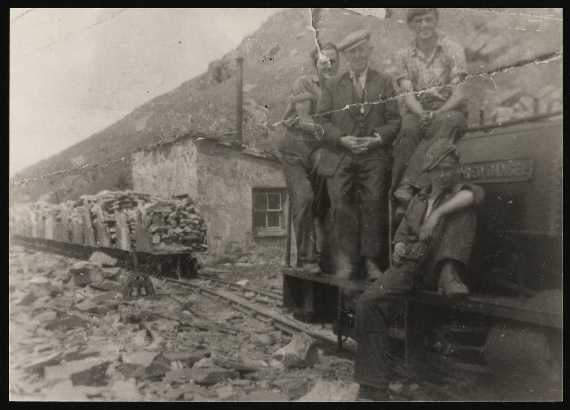 Modern copy photograph showing part of the RED DAMSEL steam locomotive at the Dinorwig Quarries, Llanberis in the 1950&#039;s.