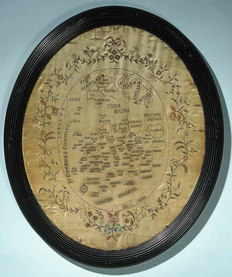 Sampler (map of England and Wales), made in England, c. 1790