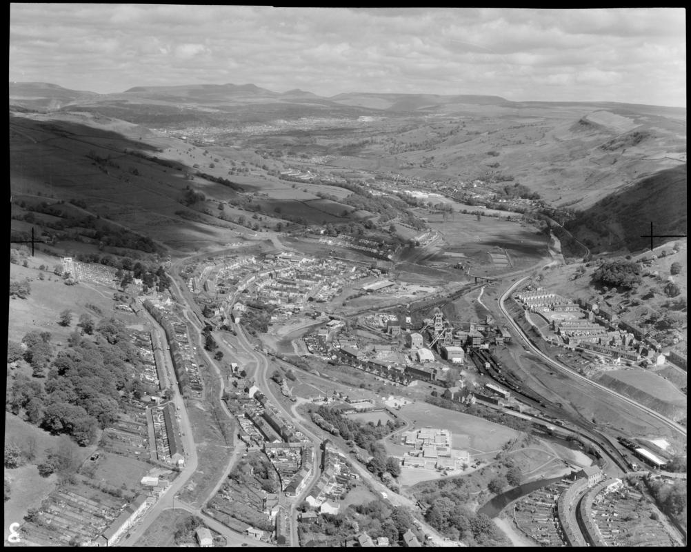 Aerial view of area surrounding the Pontypridd to Merthyr trunk road.