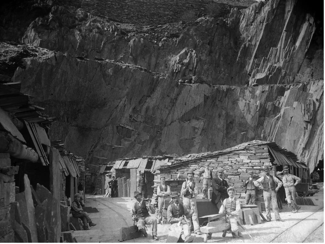View of one of the &#039;ponciau&#039; (galleries) at Dinorwic Quarry showing the &#039;gwaliau&#039; where the slate was split and trimmed