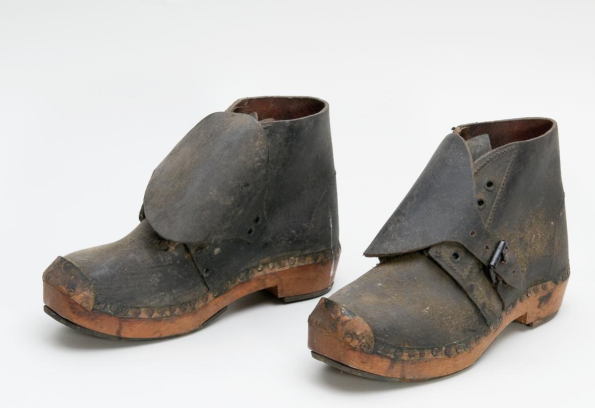 Pair of clogs belonging to Tommy Letton, fishmonger