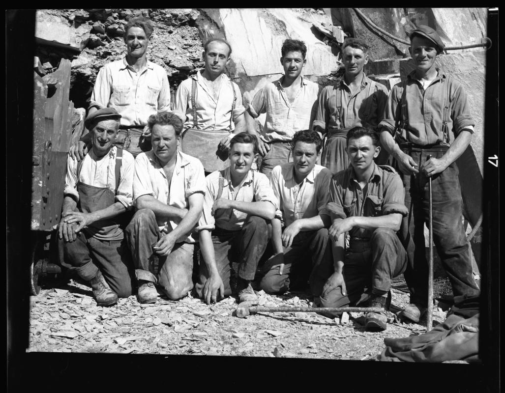 Group of quarrymen, Dinorwig Quarry. Possibly early 1960s.