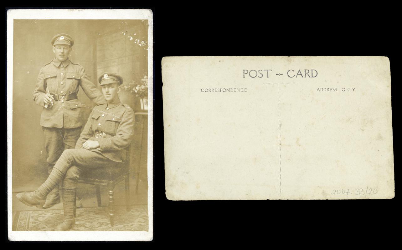 portait of two soldiers (one possibly Evan W Jones) (front &amp; Back)