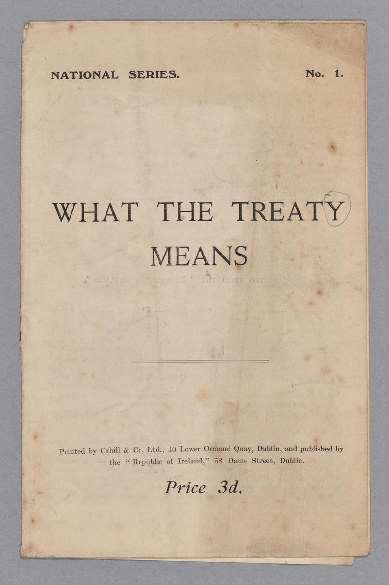 &quot;What the treaty means.&quot; National Series. No1. - Front cover (page 1)