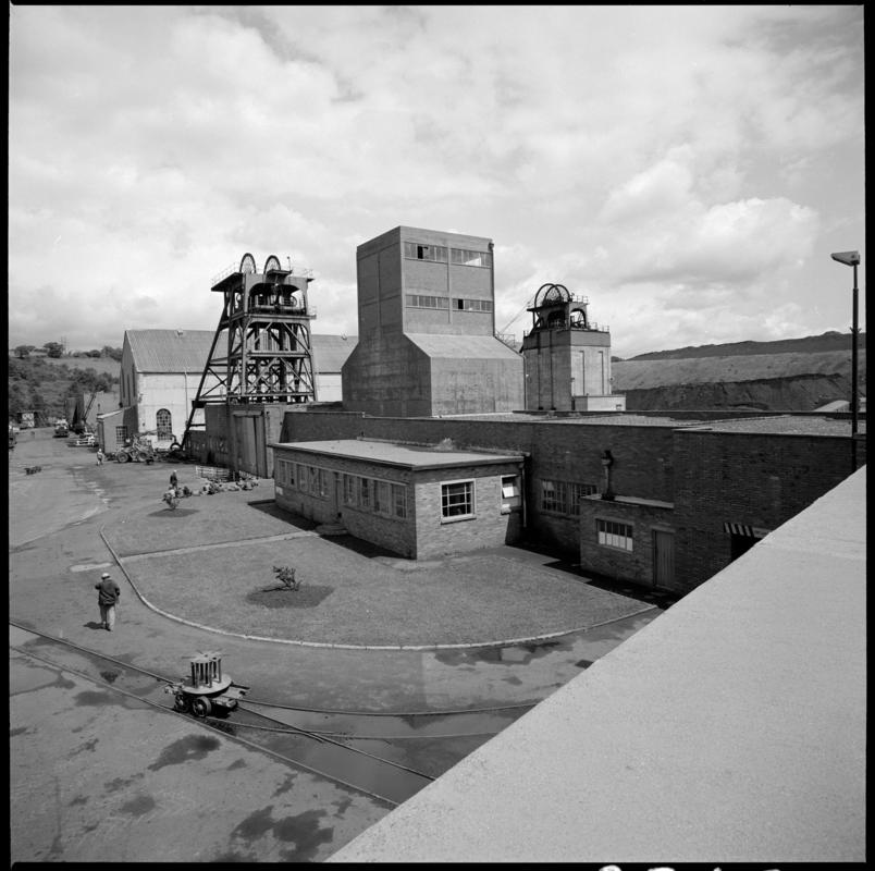 Black and white film negative showing a surface view of Cwm Colliery, 3 July 1981.  &#039;Cwm 3 Jul 1981&#039; is transcribed from original negative bag.  Appears to be identical to 2009.3/1862.