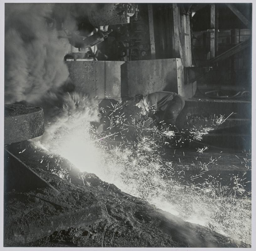 &quot;Margam&quot; - Furnace tapping - Photograph of steelworks and South Wales