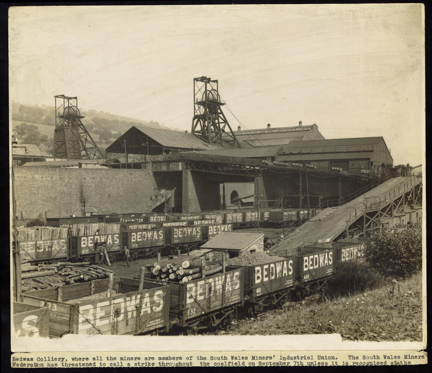 Bedwas Colliery 'stay down strike', 1936, photograph