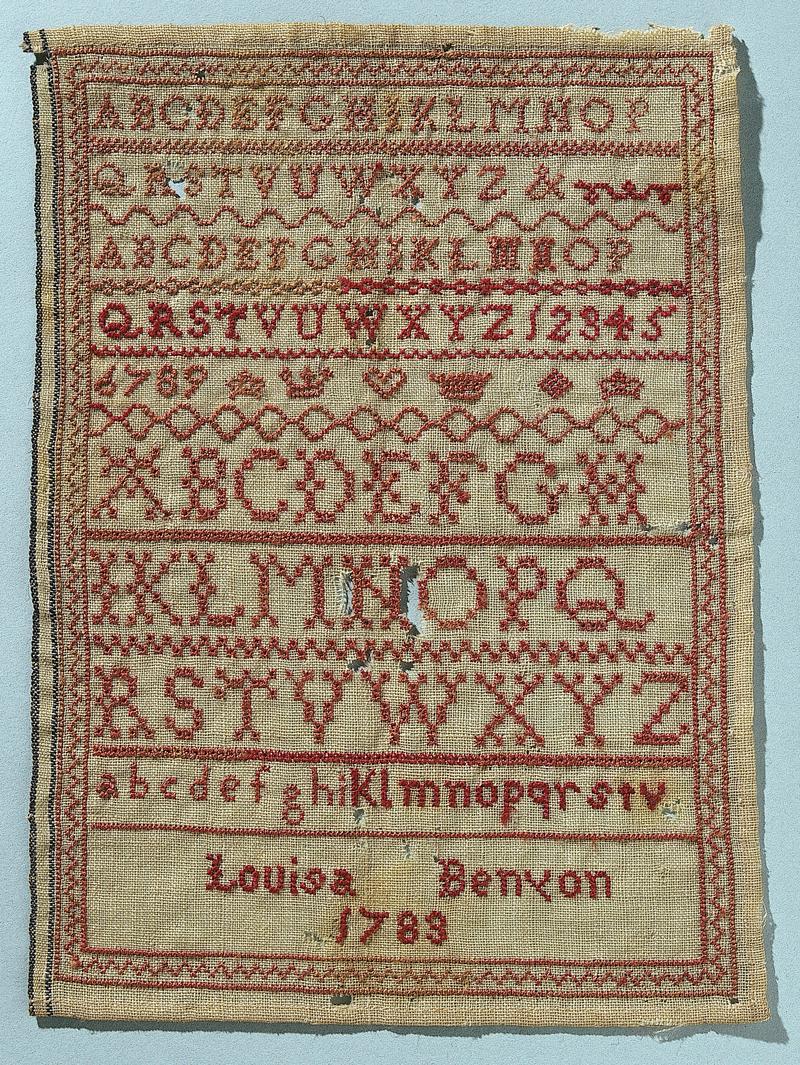 Sampler (alphabet), made in Carmarthenshire, 1783