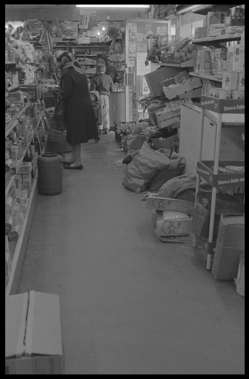 Interior of supermarket, Loudoun Square, Butetown.