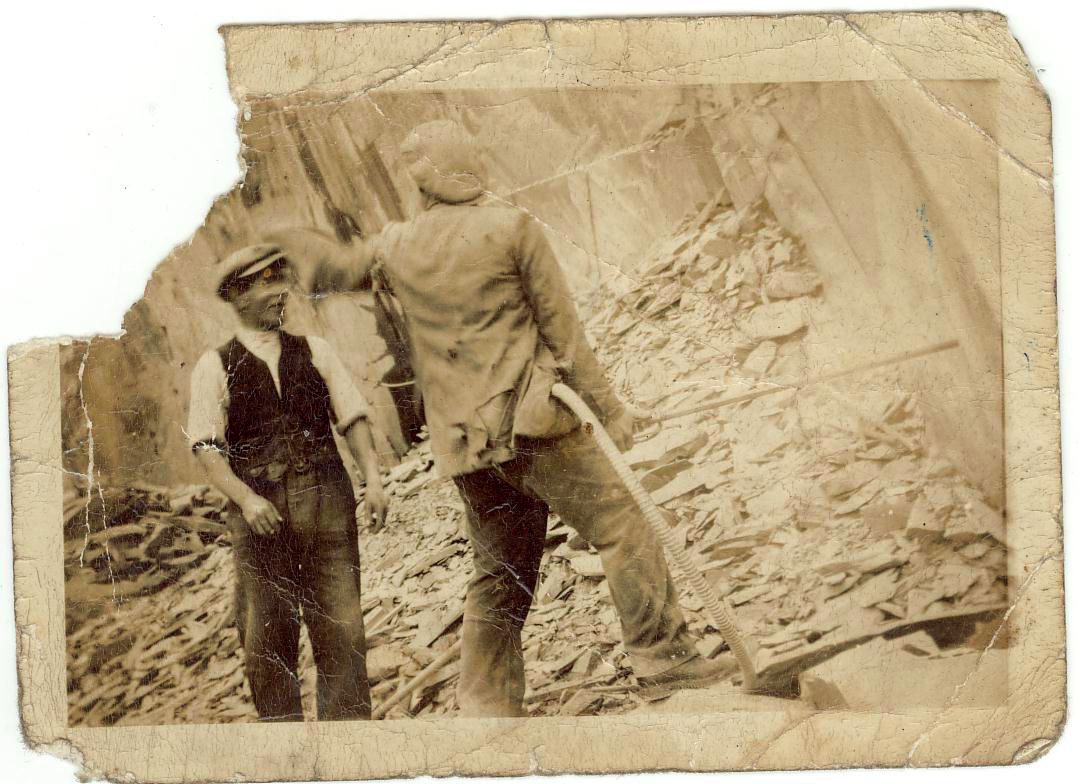 Griffith John Jones (on left) at Dinorwig Slate Quarry
