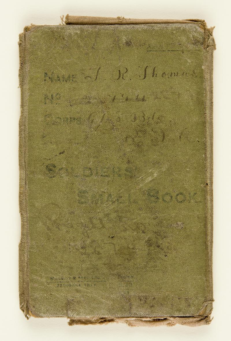 Soldier&#039;s small book issued to T.R. Thomas