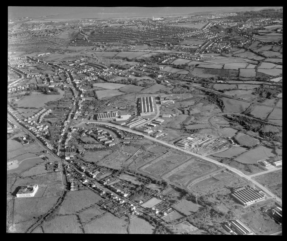 Aerial view of Fforestfach industrial estate, Swansea.