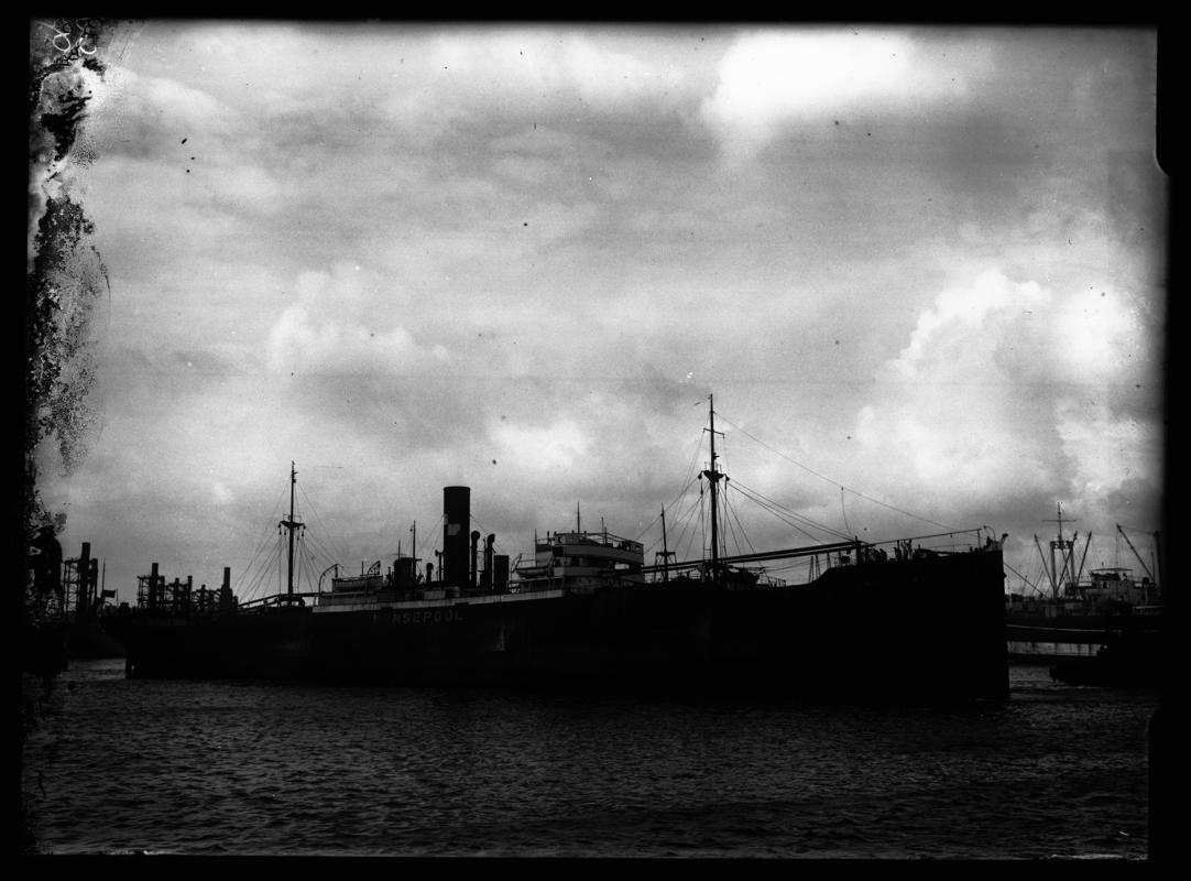 Starboard broadside view of S.S. MANSEPOOL,  c.1936.