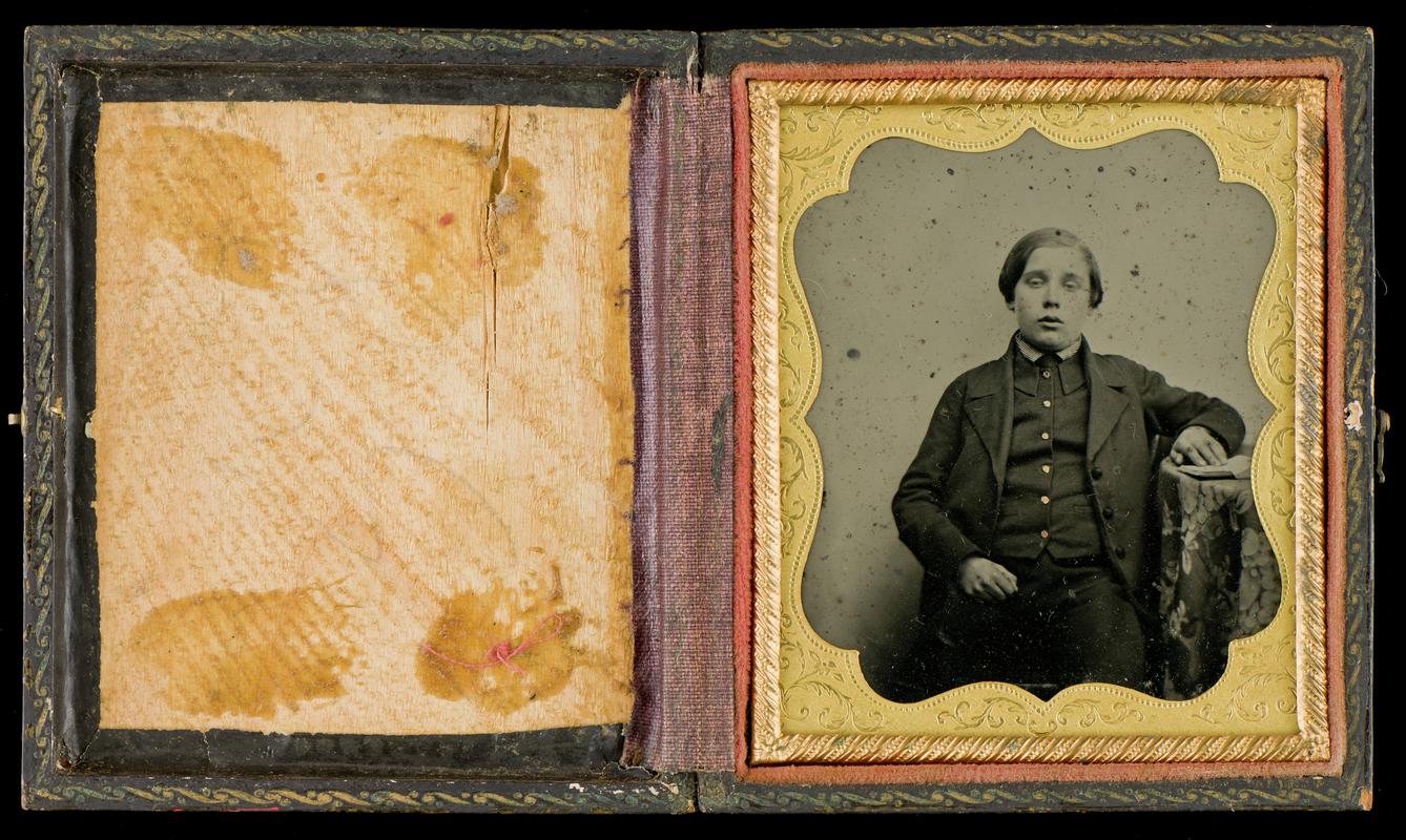 Case with portrait of a young boy