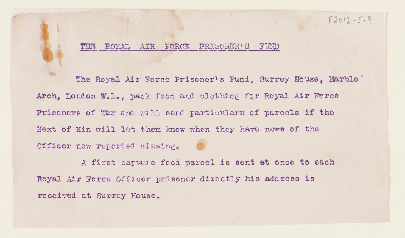 The Royal Air Force Prisoner&#039;s Fund