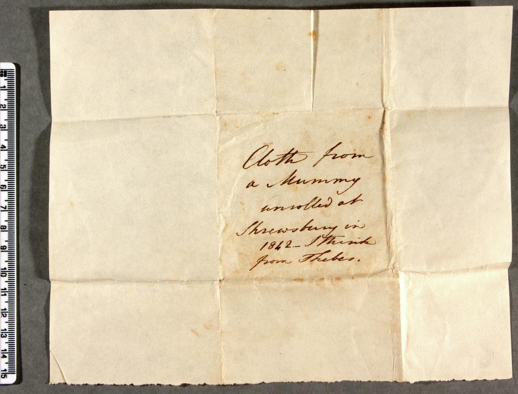 Note associated with a mummy wrapping