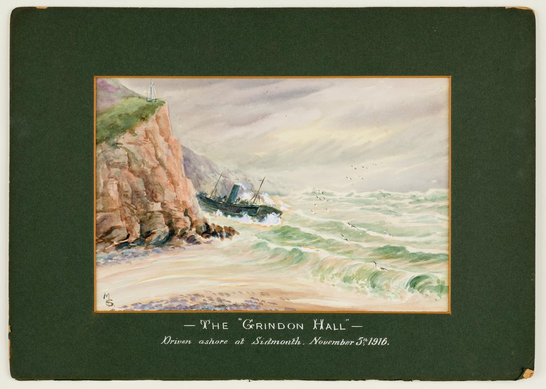 The GRINDON HALL Driven Ashore at Sidmouth, November 5th 1916 by M.S.