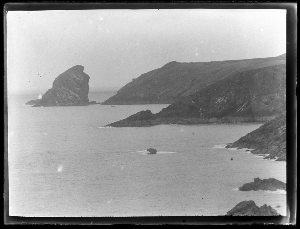 Mewstone Skomer, glass negative