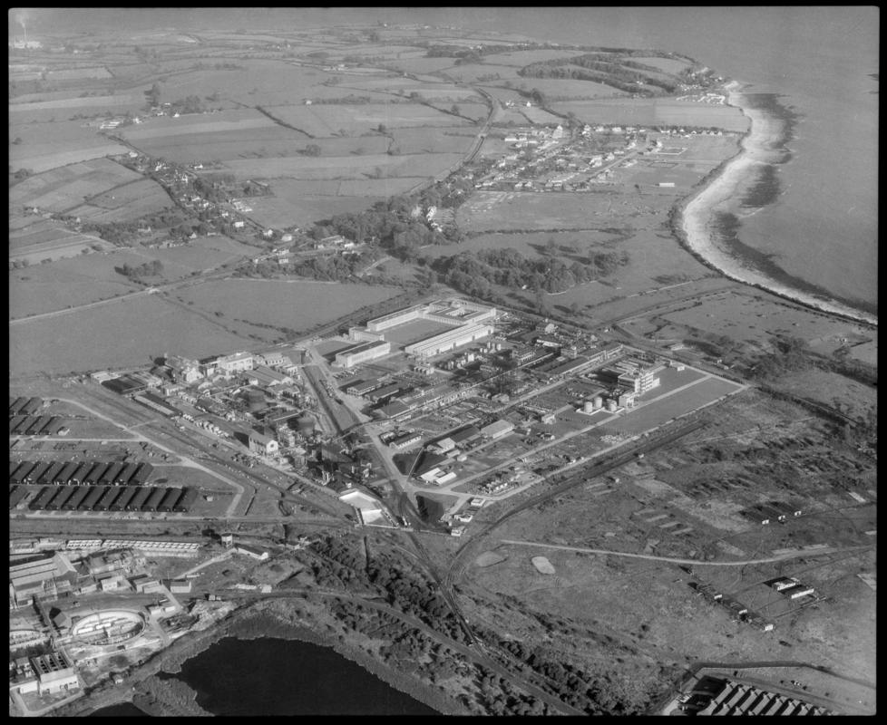Aerial view of British Resin Products Ltd plant, Barry.