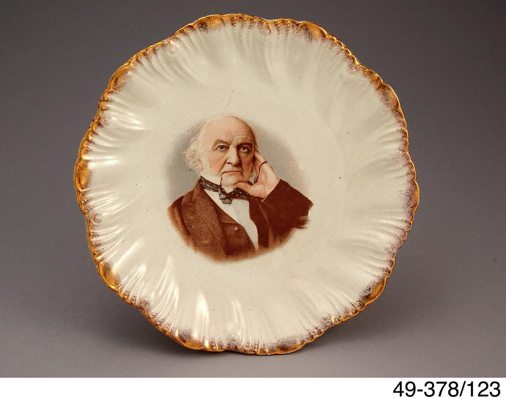 Earthenware plate with portrait of Mr. Gladstone