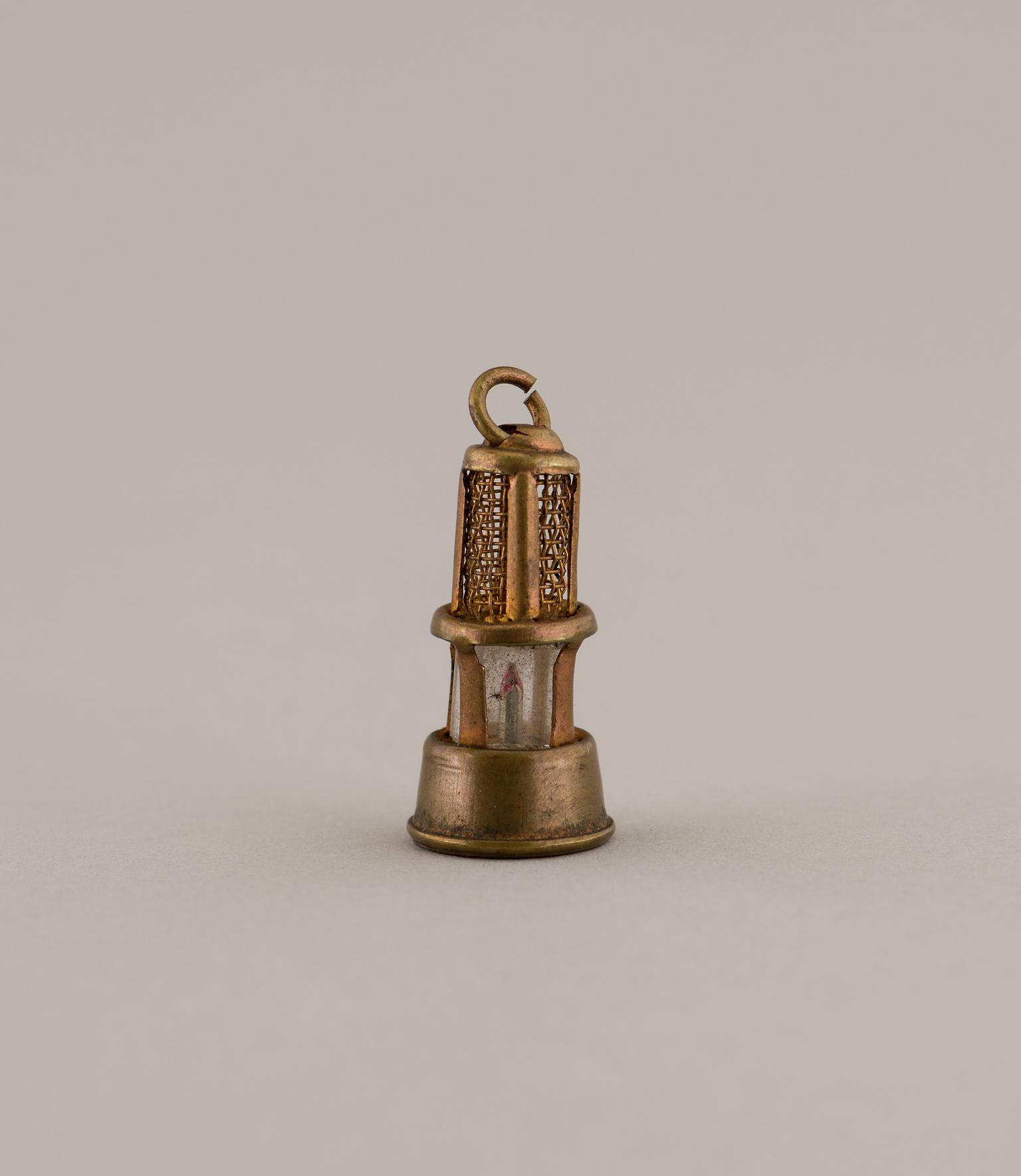 Miniature replica flame safety miners lamp